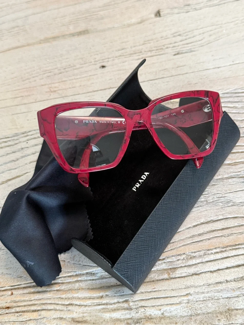 Prada VPR 09Z Etruscan Marble Burgundy Cat Eye Eyeglasses Frames